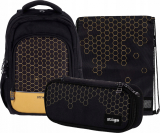 Viackomorový školský batoh Strigo, čierny, 24 l + 2 ďalšie produkty
